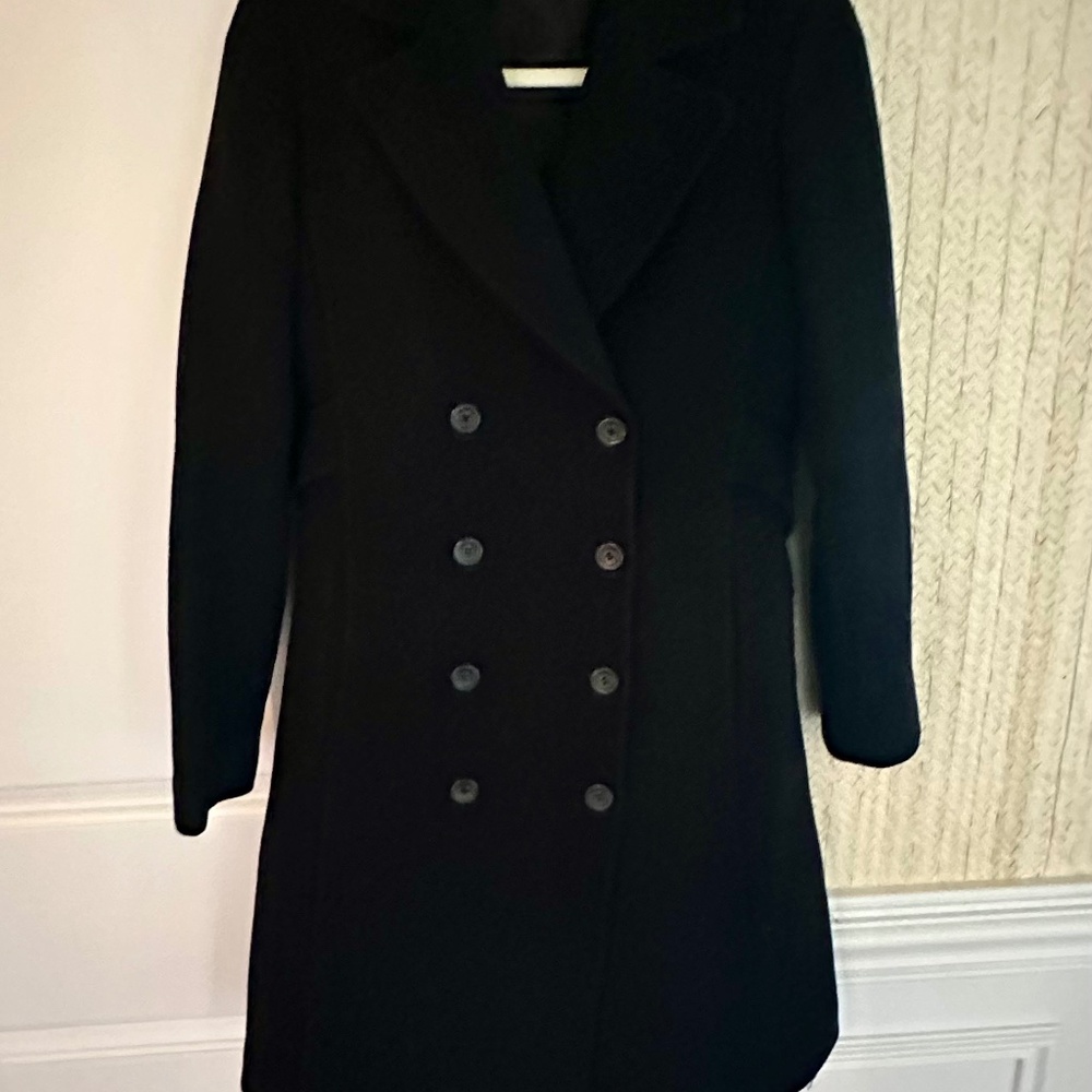 Womens J Crew Black 3/4 length Peacoat- Size 8